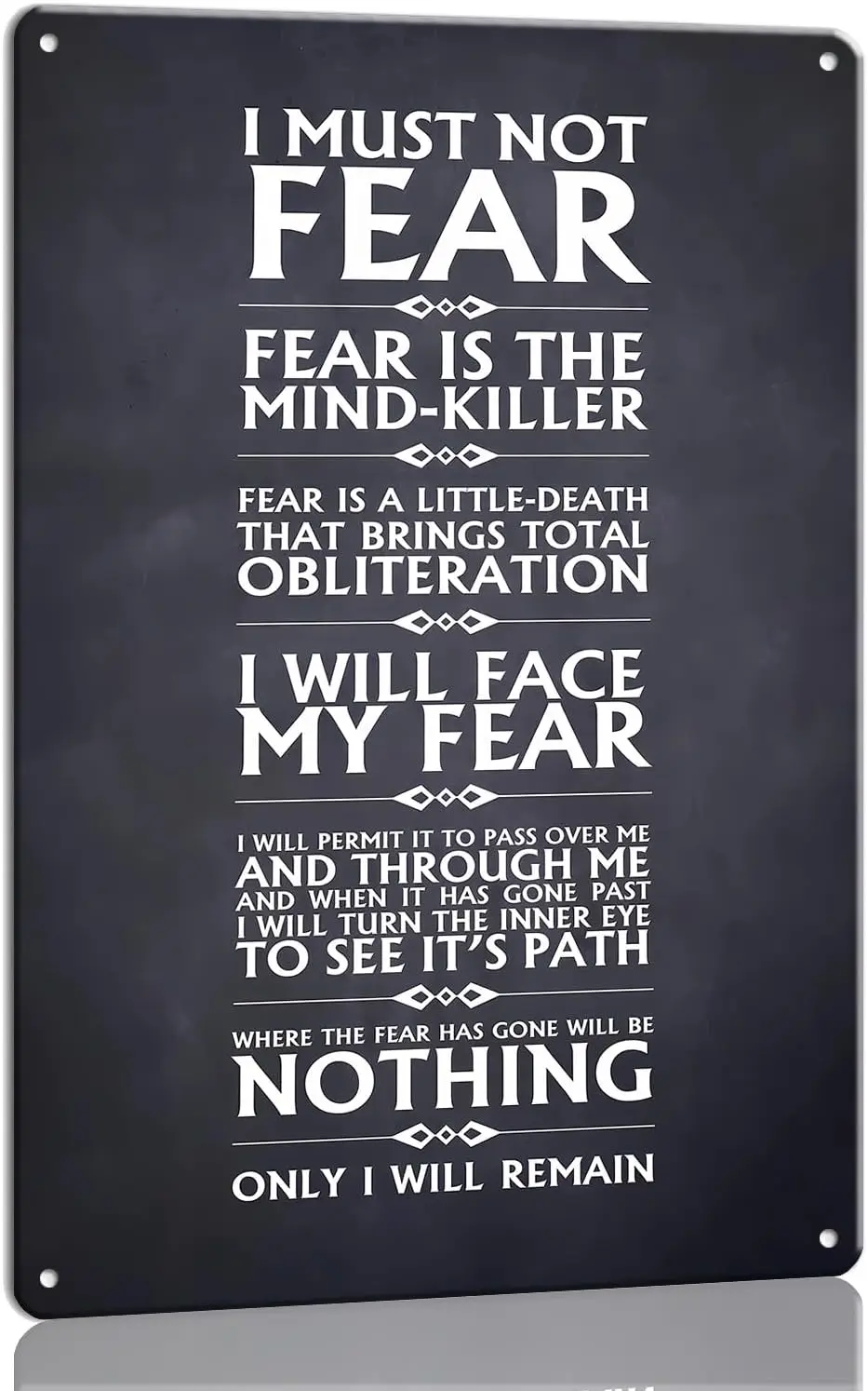 Yanoque Litany Against Fear Quote Poster Metal Tin Sign Inspirational Poem Wall Artwork for Kitchen Decorative for Living R sign