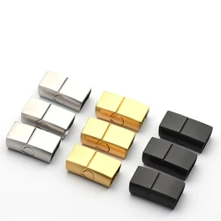 5pcs Stainless Steel Magnet Clasps Head Flat Square Edge Casting Buckle Side Opening Buckle 316 Steel Bracelet Clasps