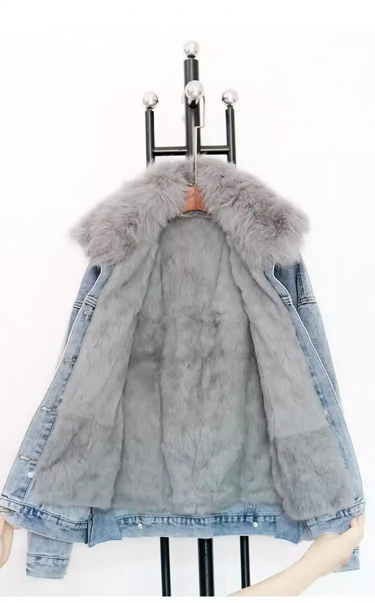 Джинсовые пальто со стразами, женские меховые плюшевые женские зимние утягивающие куртки с капюшоном на подкладке в стиле гранж-фестиваль, городские социальные сборки