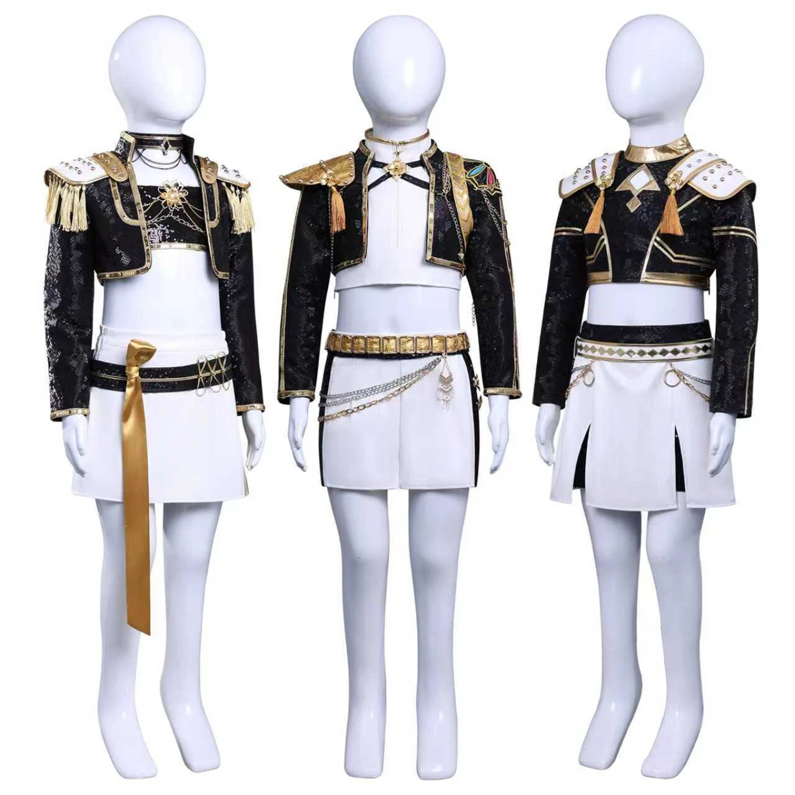 

Hunters Zoey Rumi Mira Children Cosplay Costume Kids Girls Black Uniform Anime Demon Concert Performance Dress Halloween Outfit