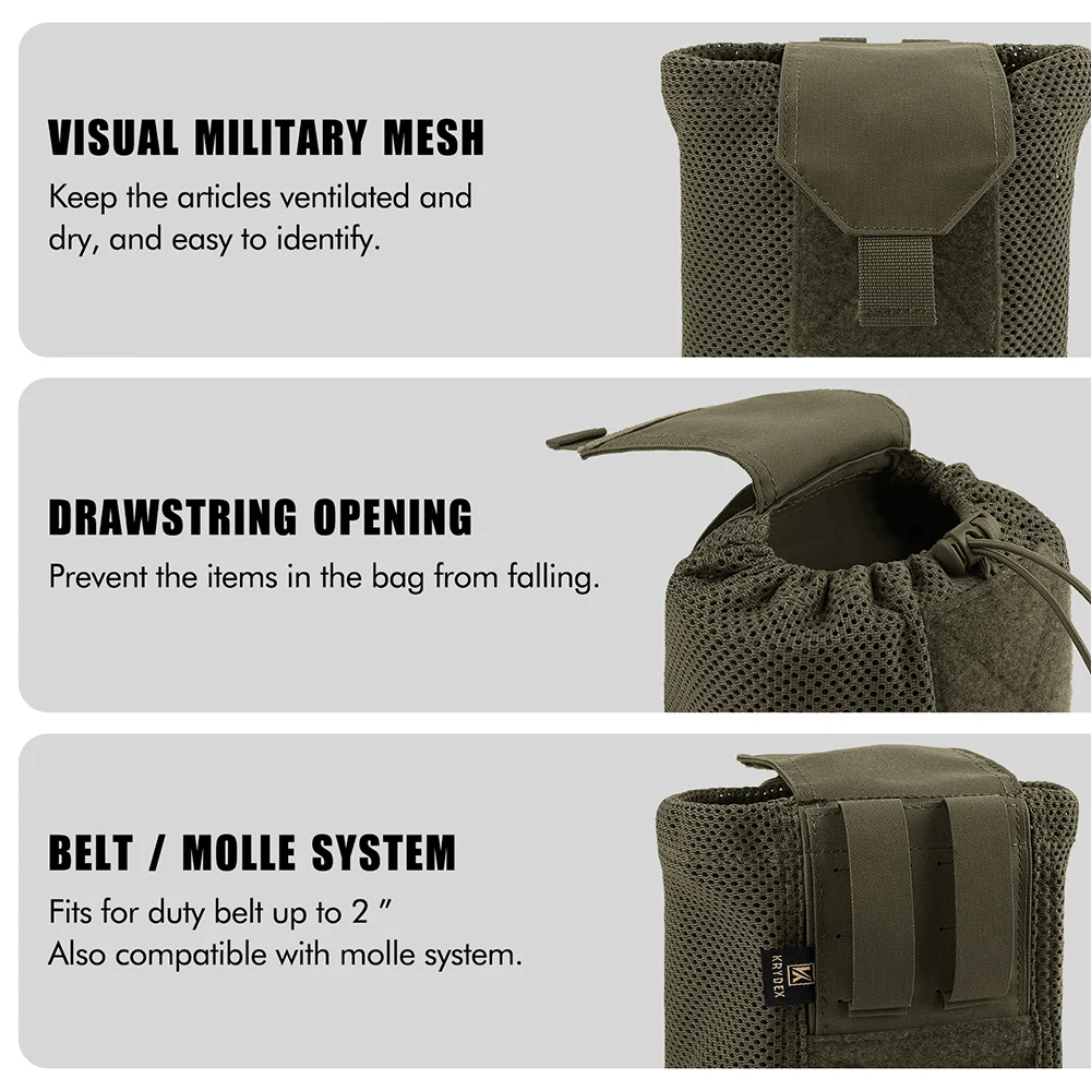 KRYDEX 500D Nylon Tactical Foldable Roll Up Mesh Dump Pouch MOLLE Belt Drop Magazine Pouches Tool Utility Pack Waistbag