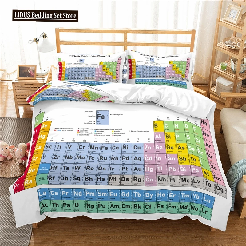 

Periodic Table Of Elements Duvet Cover Science Bedding Set Microfiber Chemistry Lovers Learning Image For Kids Teens Adult Decor