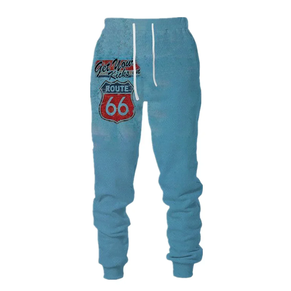 Pantaloni moda primavera e autunno Route 66 pantaloni sportivi da uomo stampati in 3D pantaloni da Jogging sportivi Unisex Harajuku Street Leisure