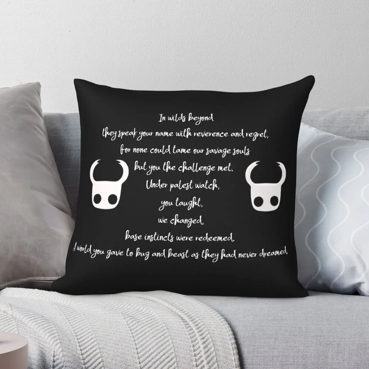 Hollow Knight Poem Square Pillowcase Polyester Linen Velvet Creative Zip Decor Pillow Case Sofa Cushion Case