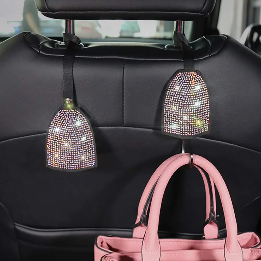 2PCS Bling Bling Universal Car Hooks Car Back Seat Hooks Vehicle Car Headrest Hooks Hanger for Hanging Purse, Bag