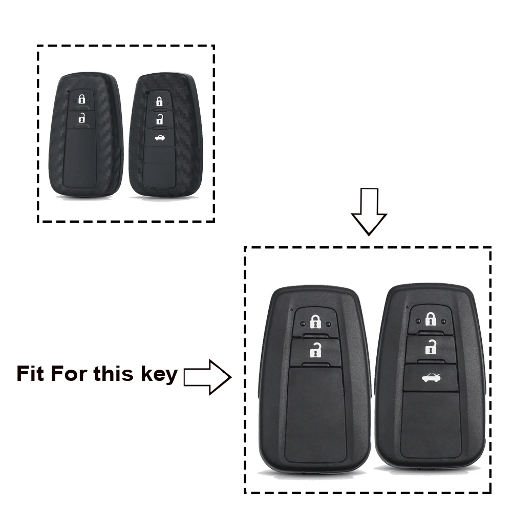 KEYYOU 2/3 Buttons Carbon Silicone Key Case Fob Cover Remote Car Accessories For Toyota CHR C-HR 2017 2018 Prius Car Styling