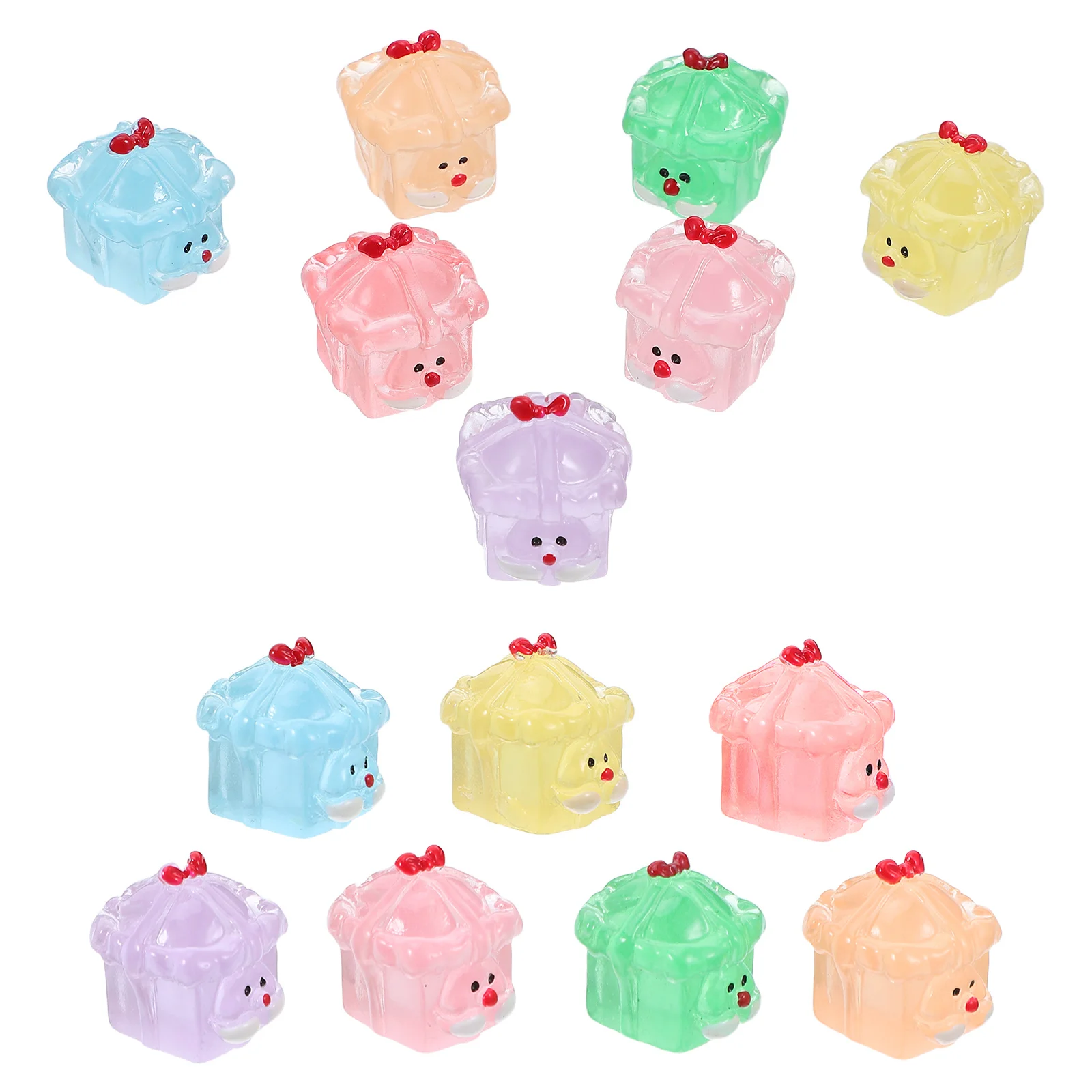 14 قطعة صغيرة من الراتنج سانتا كلوز عيد الميلاد يتوهج في الحلي الداكنة DIY بها بنفسك حديقة الجنية عطلة ديكور للطاولات الشتاء مصغرة