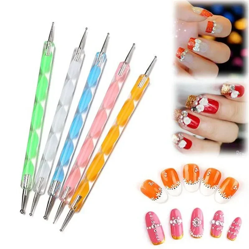 20 pezzi pennello per nail art disegno smalto pennelli per fodera sottile penna per pittura pennello per punteggiatura per unghie set di strumenti per manicure con strass durevoli