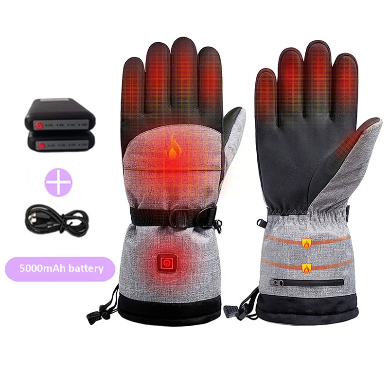 Men Women Waterproof Rechargeable Battery Snowboard Motorcycle Racing Cycling Guantes Freezer Winter Ski Electric Heated Gloves