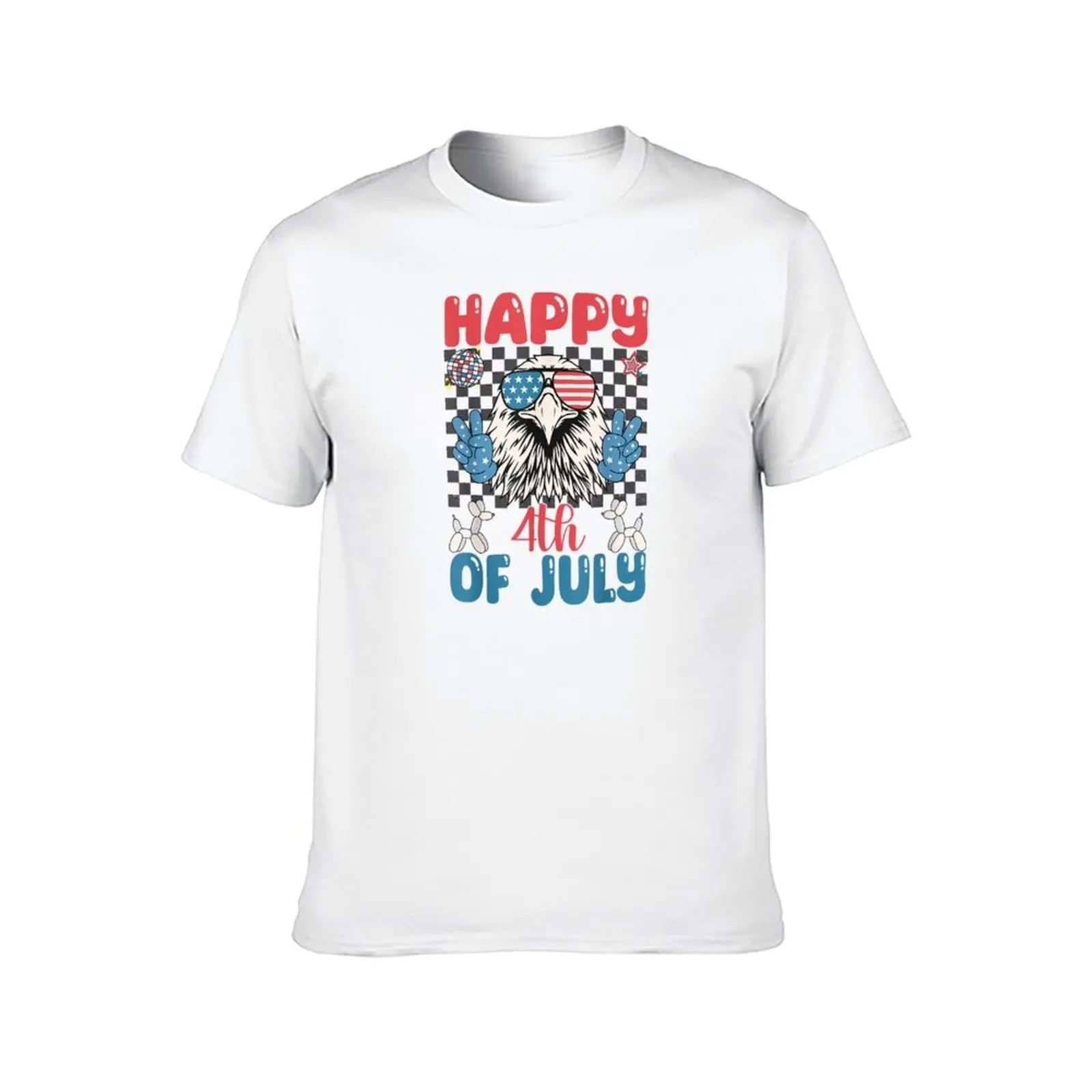 مضحك النسر سعيد 4th من يوليو الوطنية الأمريكية الولايات المتحدة العلم تي شيرت مضحك تي شيرت القطن تي شيرت #2