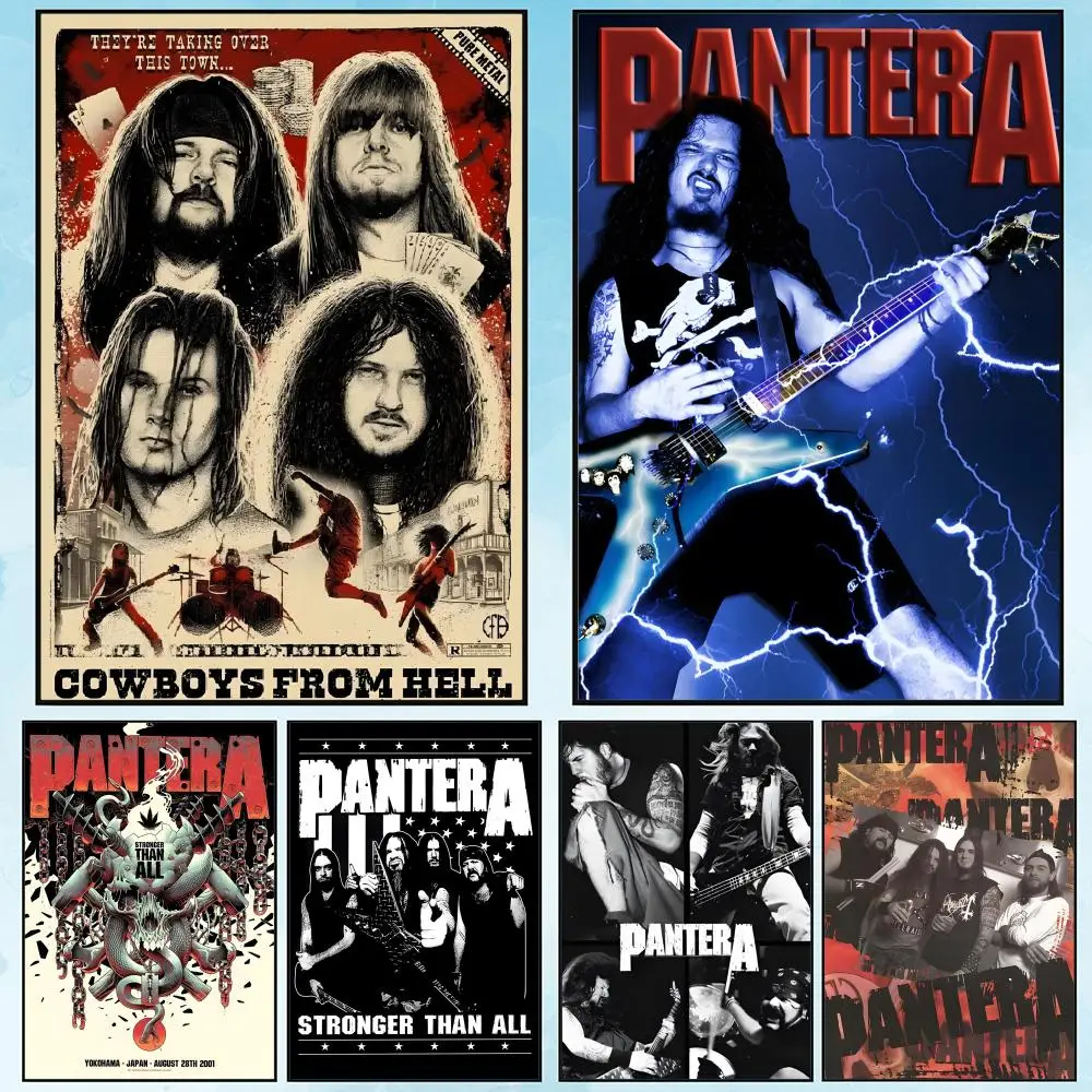 

Vintage Pantera Concert Music Poster Poster Waterproof HD Wall Art Decal Self-Adhesive Aesthetic Decor for Home Living