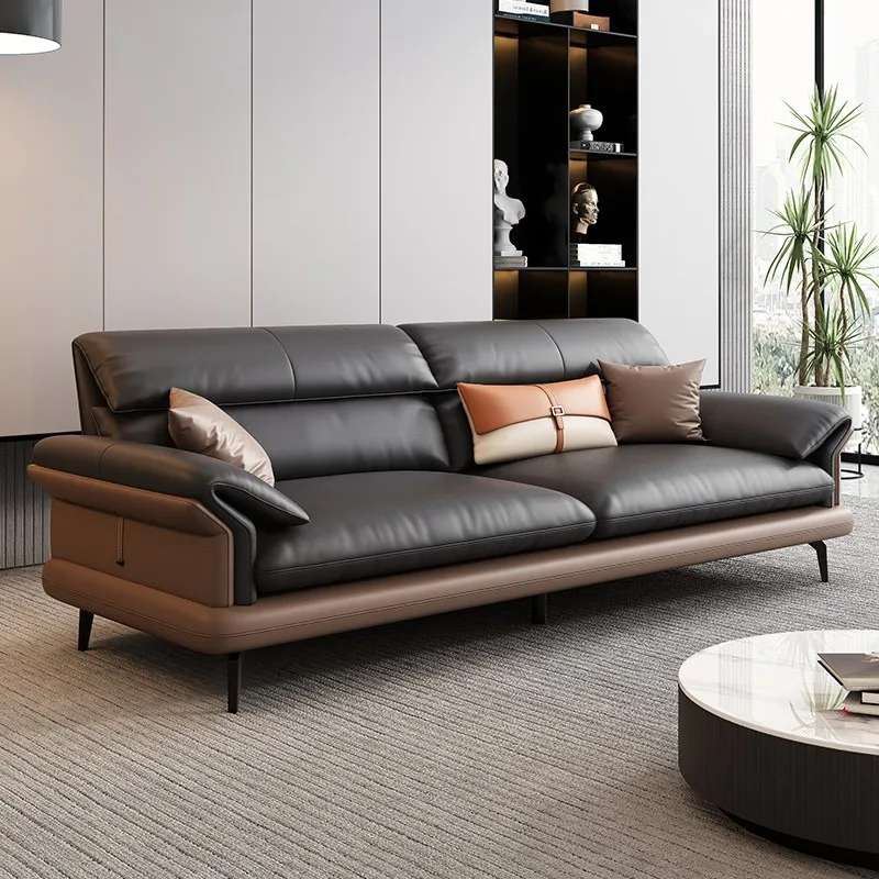 Modern leather, simple reception, business office sofa, casual reception, negotiation office