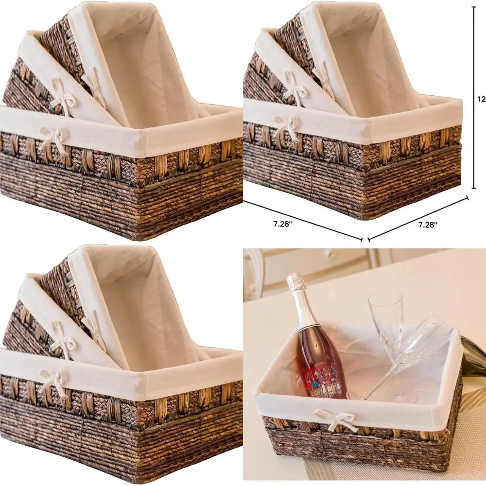 

Set of 3 Handcrafted Woven Maize and Hyacinth Storage Baskets