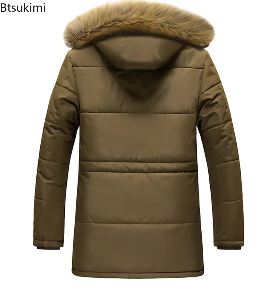 2025 New Men's Casual Parkas Winter Korean Style Thickened Warm Mid-length Jackets Hooded Outdoor Windbreak Coats Oversized 7XL