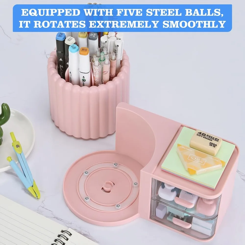 منظمات وملحقات مكتب المكتب الدوارة مع درجين، حامل قلم رصاص للمكتب، منظمات تخزين سطح المكتب