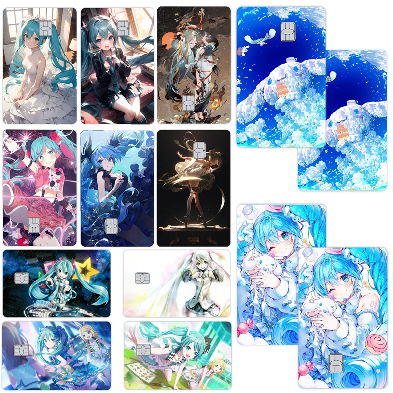 

Anime Cartoon Miku Credit Card Skin Stickers for VISA Bank Card Metro Access Card Cover Sticker Decal Double Sided Decoration