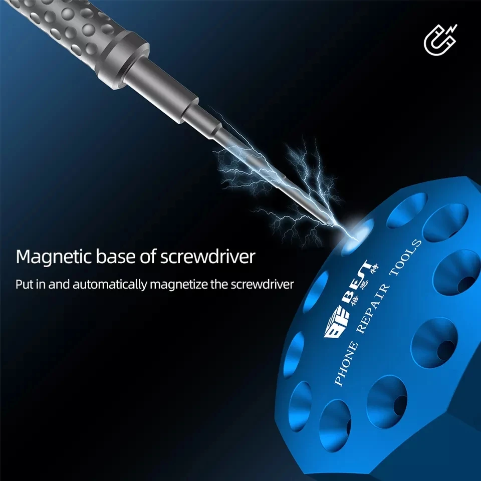 BST Rotating Magnetic Screwdriver Storage Holder Aluminum Screwdriver Container Mobile Phone Tools Storage Box Platform Repair