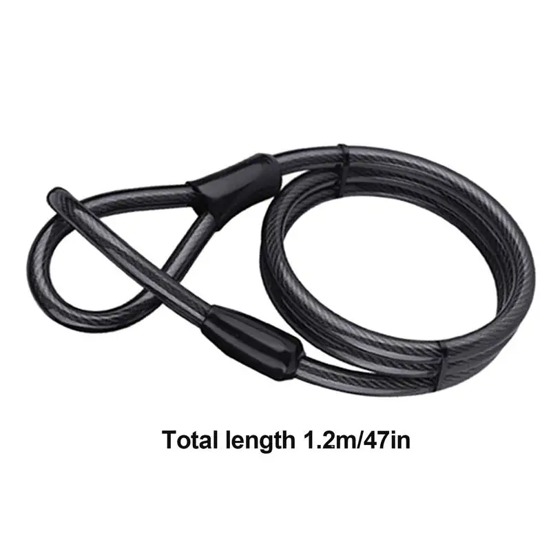 Anti-Theft Cable with Looped Ends Anti-Theft Security Cable Double Loop End Lightweight Sturdy Bikes Lock Cable for Bicycles