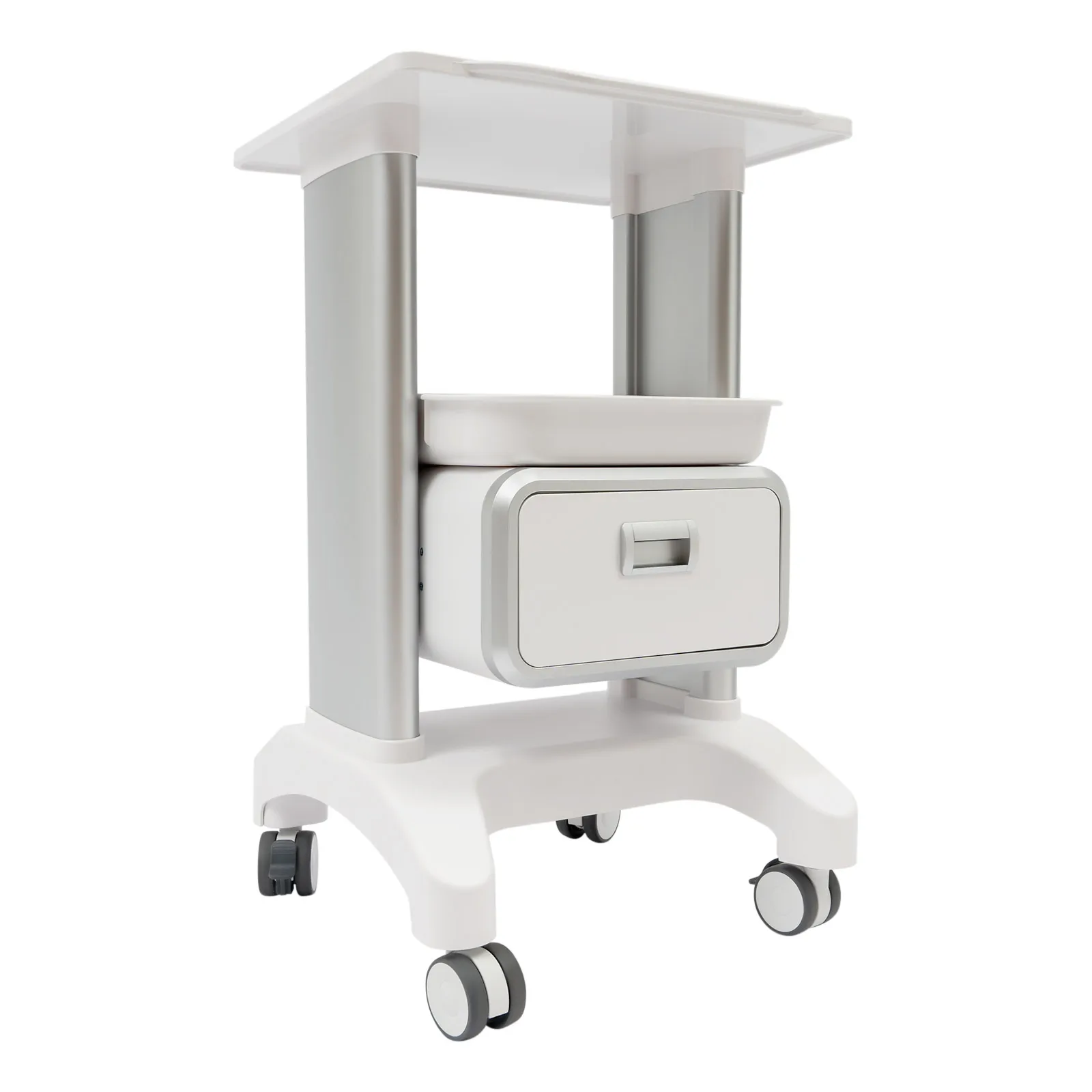 Rolling Tool Trolley ABS, Multi-Purpose 1 Drawer 2 Shelf, 100kg/220lbs, 76cm Height, Silent Wheels, Freestanding, Space-Saving Design for Hospital Beauty Salon Dental Lab Home - view 4