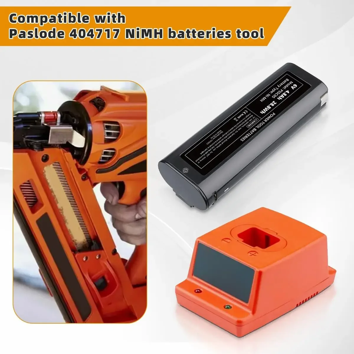 1/2/4 Uds 4.8Ah NI-MH 404717 batería de repuesto para Paslode 6V B20544E BCPAS-404717 404400 900400 Pin de batería de herramienta