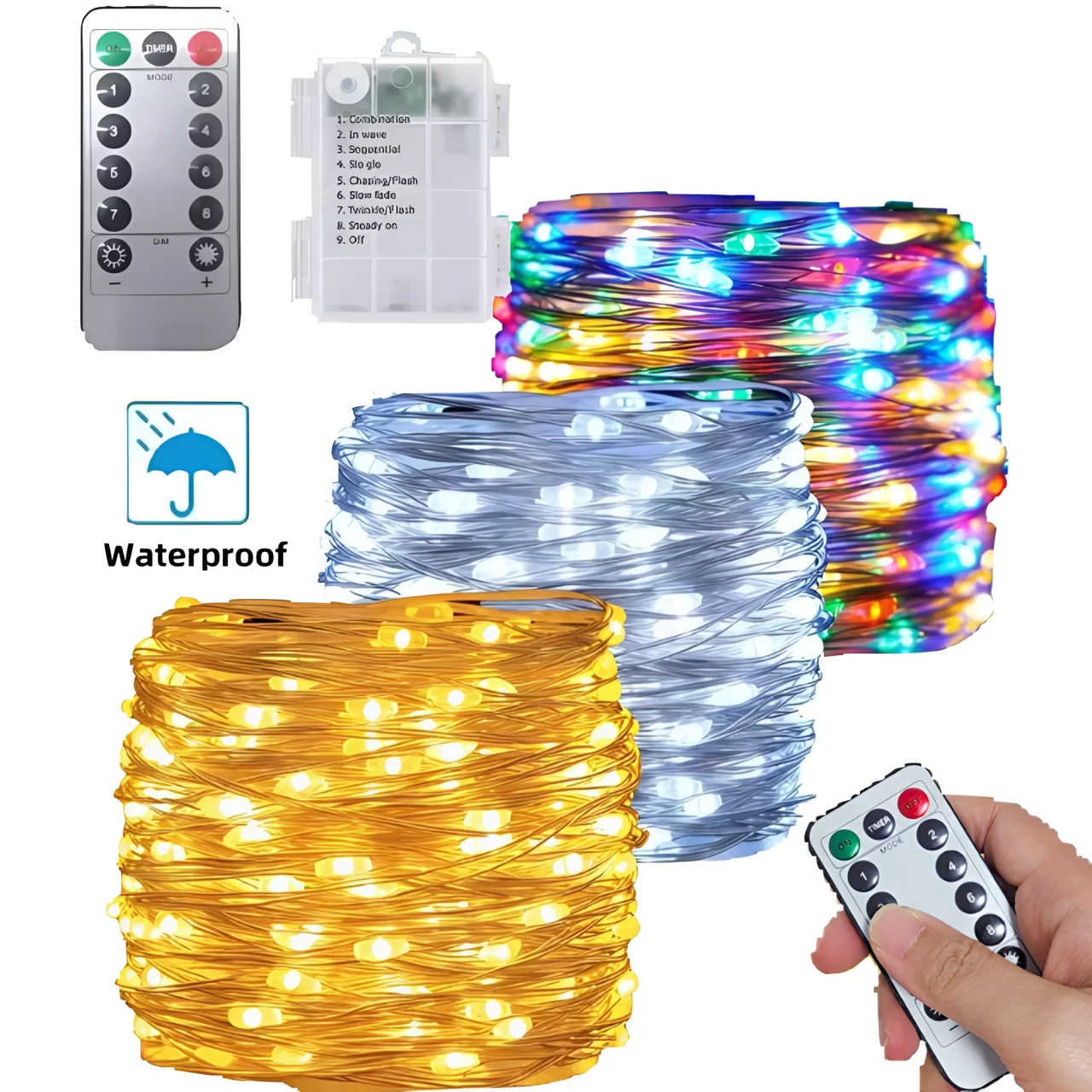 

LED Fairy Lights Battery Operated Remote Copper Wire Light Garland Birthday Wedding Party String Lights For Home Decoration