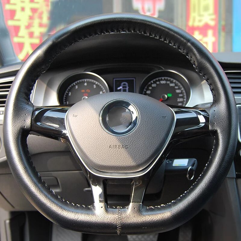 Coprivolante per auto in vera pelle di lusso Design liscio - Custodia intrecciata per volante Universale adatto per SUV per auto Diametro 38 cm