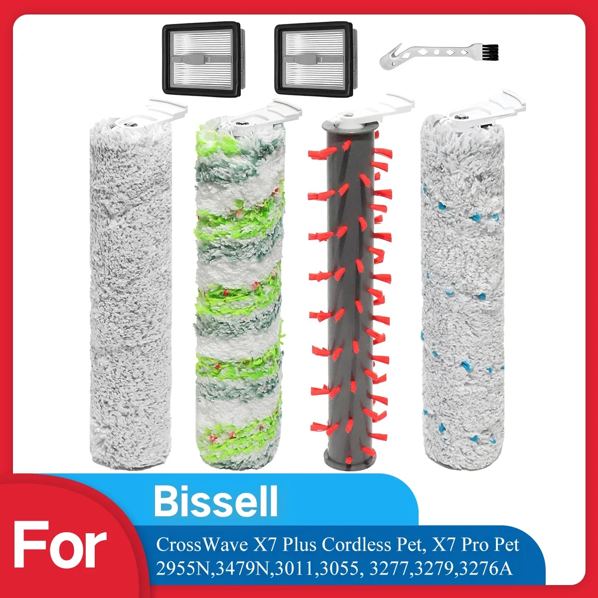 Piezas de repuesto para aspiradora inalámbrica Bissell CrossWave X7 Plus Pet, X7 Pro Pet 2955N,3479N,3011,3055,3277,3279,3276A