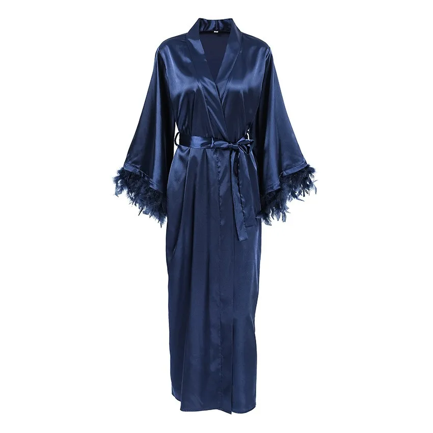 Long Robe Loose Fit Robe European and American Style with No Collar Spring Summer Autumn Winter Pajamas for Women