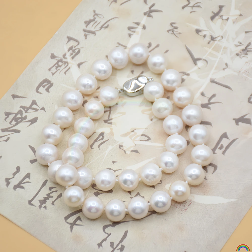 Natural Freshwater Pearl Necklace Mother's Style Round Bead  Clavicle Chain Mother's Day Birthday Gift Rwbuy