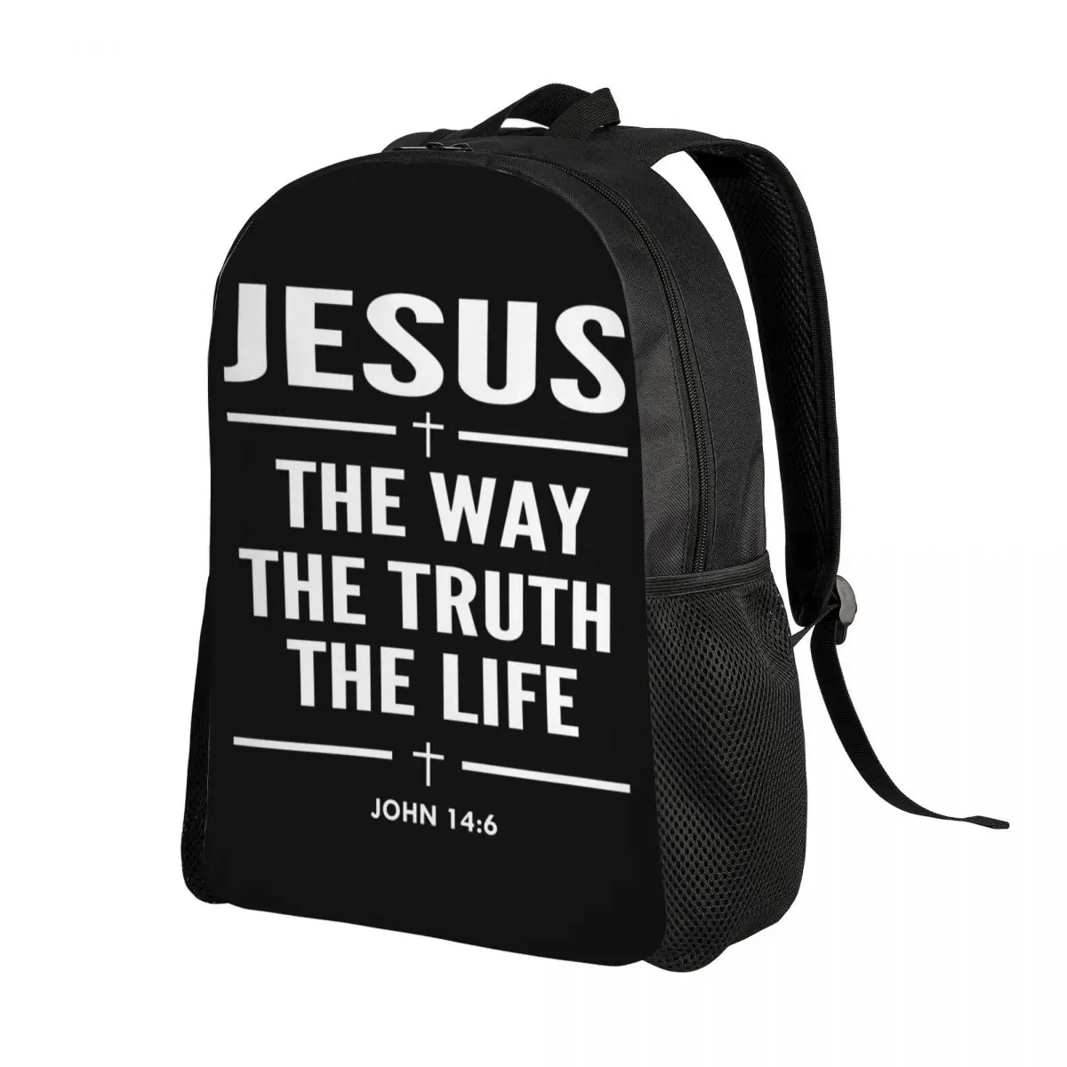 Custom Jesus The Way The Truth The Life Backpack Women Men Basic Bookbag for School College Religion Cross Christian Faith Bags