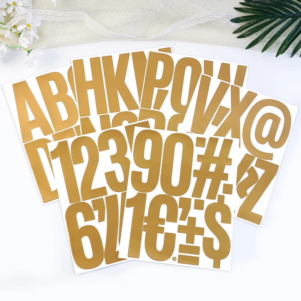 4Sheets Gold 5-Inch Alphabet Letter Stickers for Mailbox,Sign Door,Business,Address,Numbers,Cards,Cup DIY Halloween Decor Decals