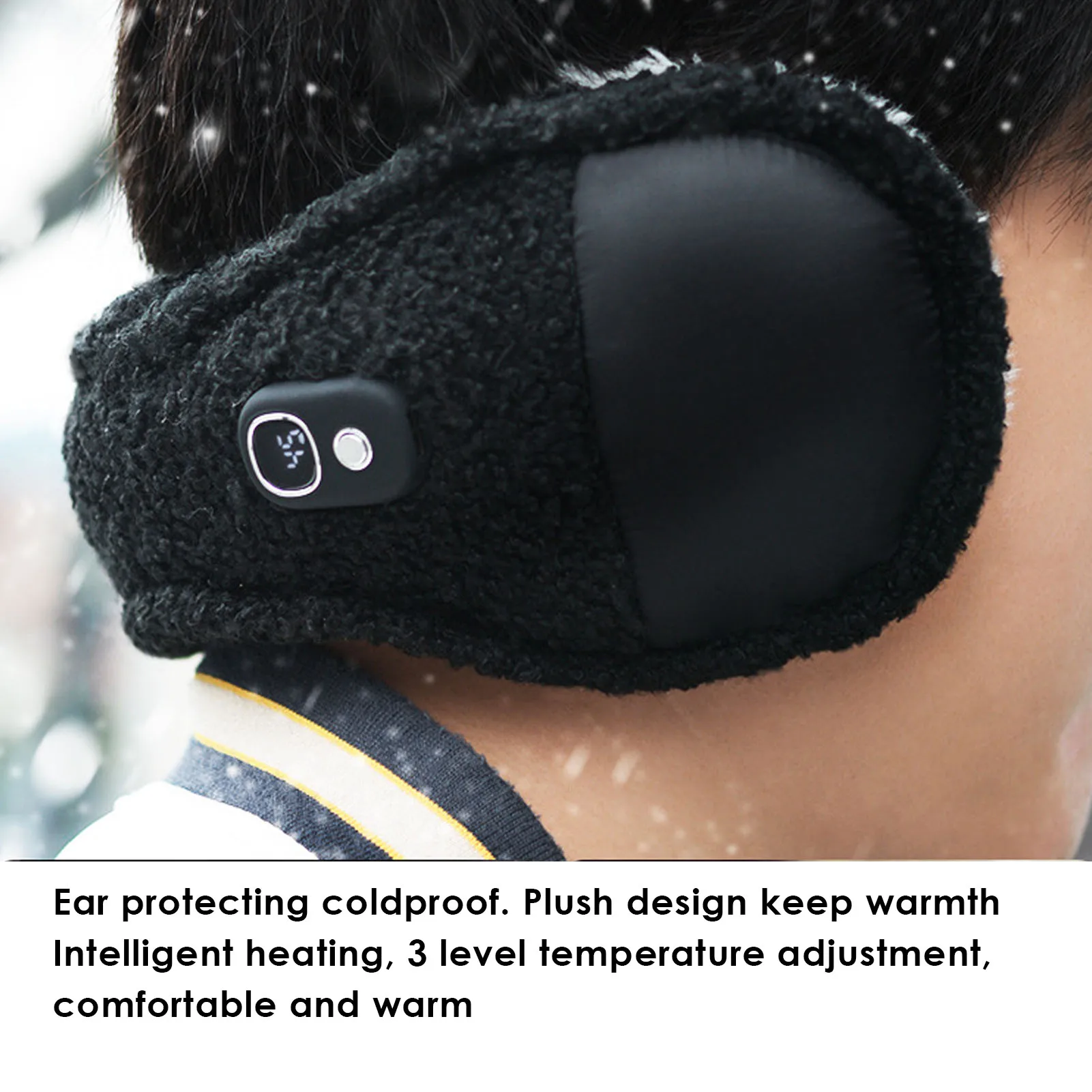 

Heated Ear Muff Foldable Soft Plush 3 Temperature Levels Winter Warm Electric Heating Ear Warmers for Outdoor