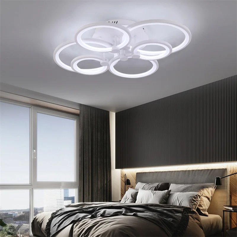 

Modern Ceiling Lamps Led White Chandelier Acrylic Home Decor Lustre Living Dining Room Fixture Bedroom Pendant Light Indoor Lumi