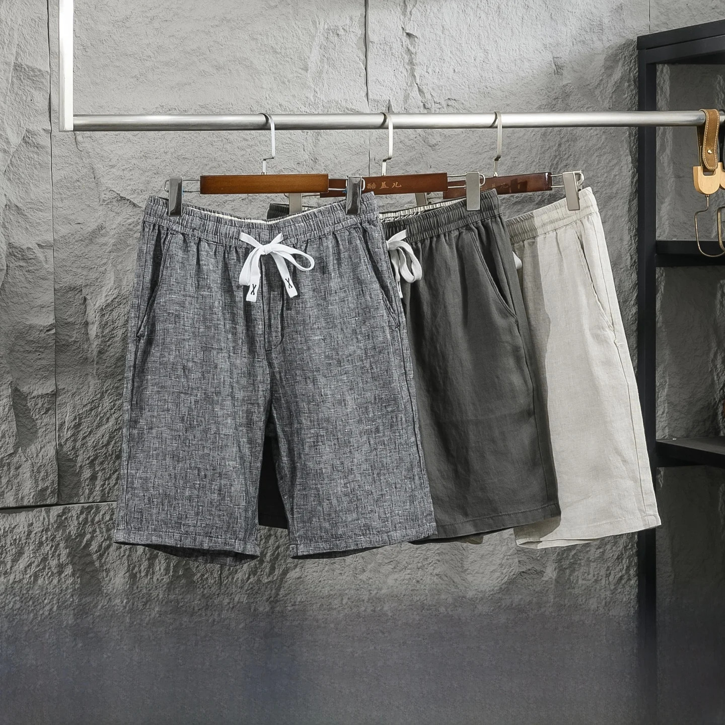 Natural Linen Men's Summer Loose Fit Comfortable Versatile Five-Seven Shorts Straight Leg Breathable Luxury Pre-Worn Style