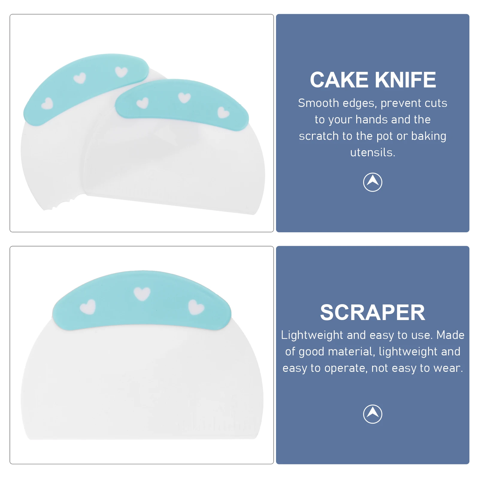 

2 Pcs Plastic Spatula Baking Scraper Cake Making Tools Pastry Bench Kitchen Dough Cream Fondant Pattern Modeling