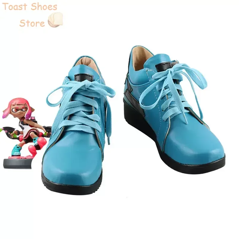 

Inkling Girl neon pink cosplay shoes anime cosplay prop PU leather shoes Halloween carnival boots costume prop