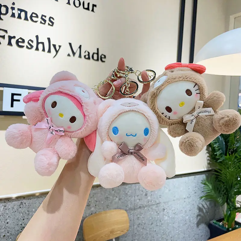 مرحبا كيتي بلدي ميلودي سينامورول الكرتون لطيف أفخم دمية Guzi Kawaii المفاتيح قلادة حقيبة حقيبة الملحقات ألعاب من القطيفة بالجملة