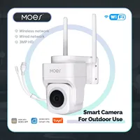 ​​MOES 3MP WiFi Security Camera - Tuya App Control, IP65 Waterproof, Motion Detection, Full Color Night Vision, 24/7 Monitoring​