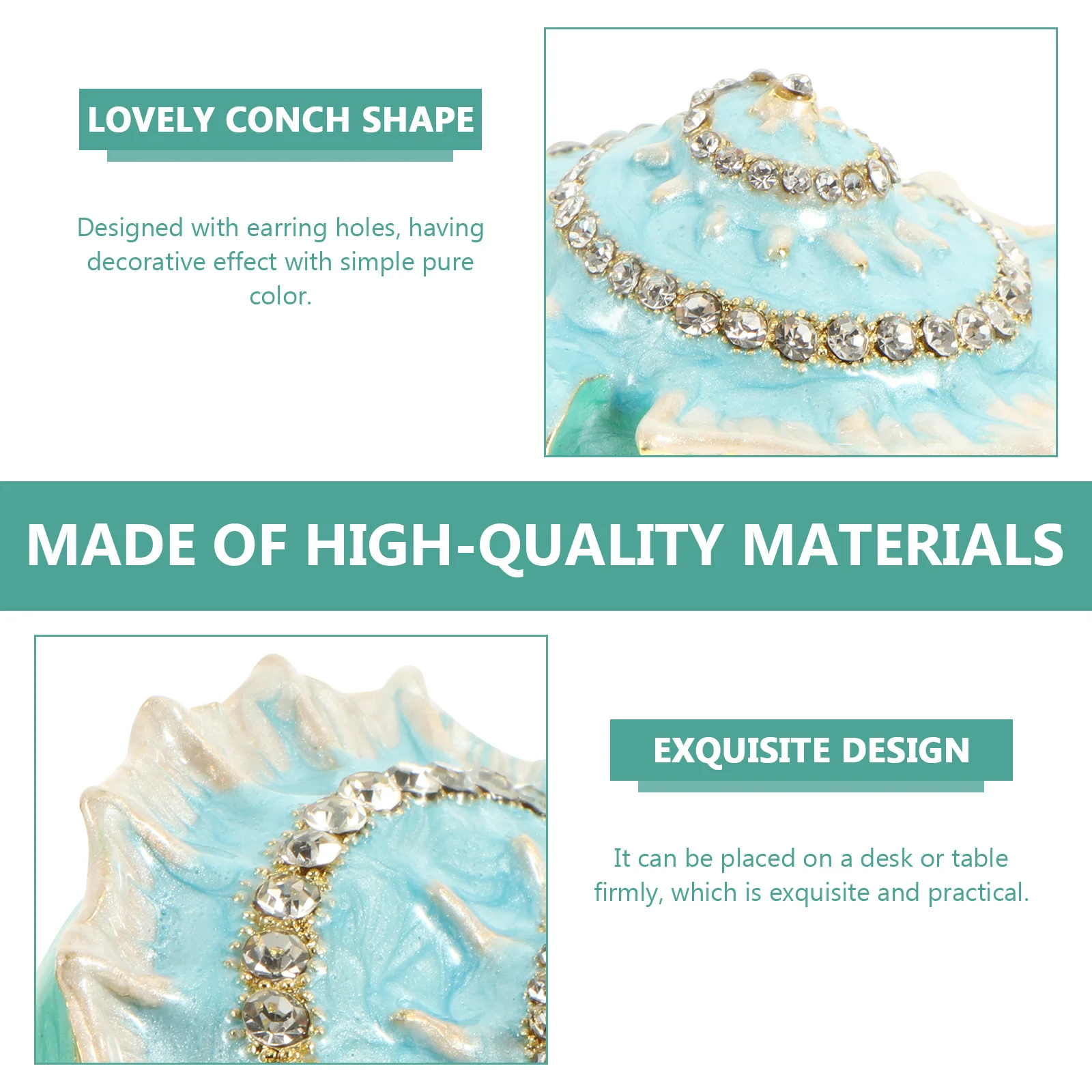 

Conch Shaped Jewelry Box Exquisite Alloy Craftsmanship Long Service Life Desktop Adornment Gift for Anniversaries Birthdays