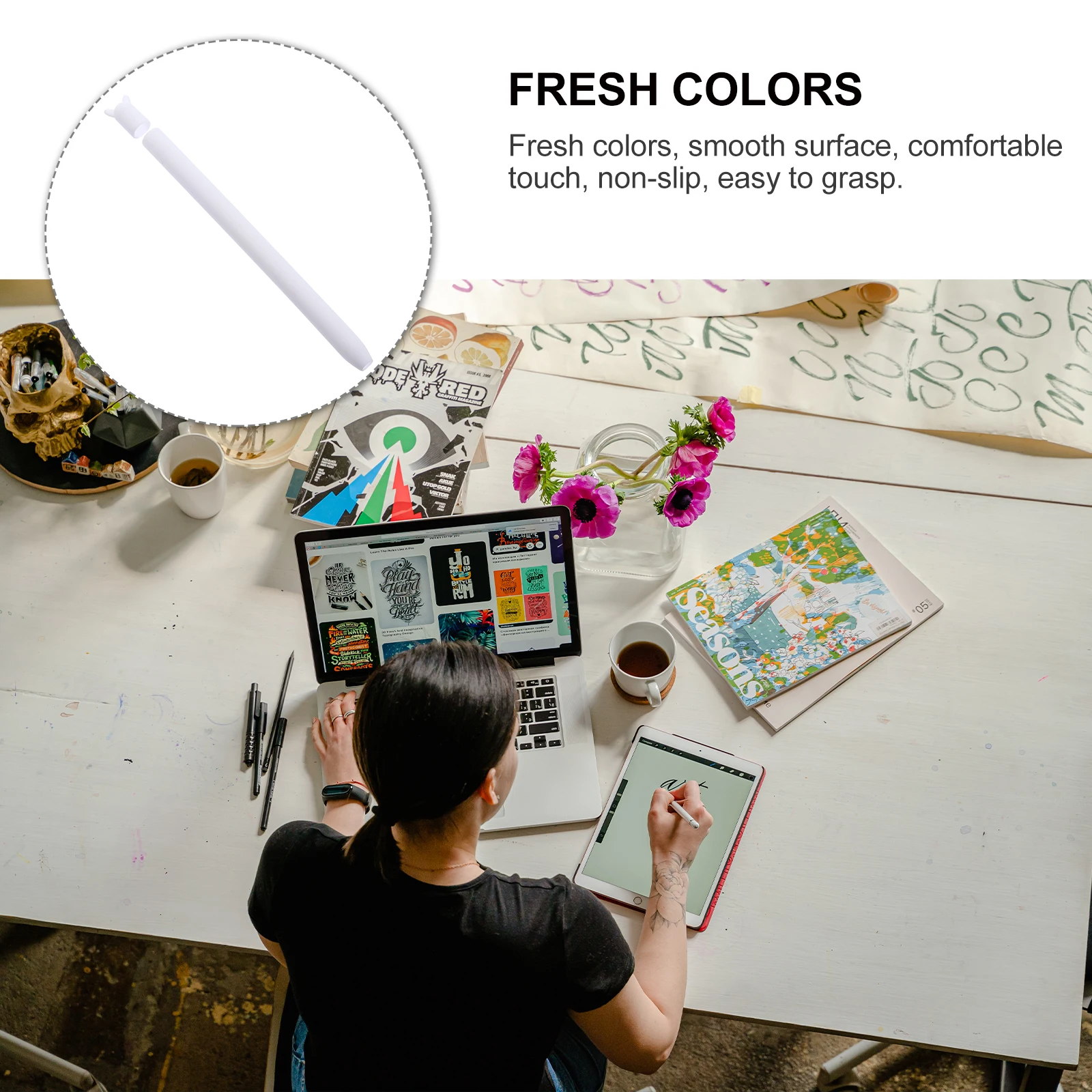 Stylish Cartoon Rabbit Ears Stylus Pen Cover Silicone Case For Apple Pencil 2 Anti Roll Scratch Protection