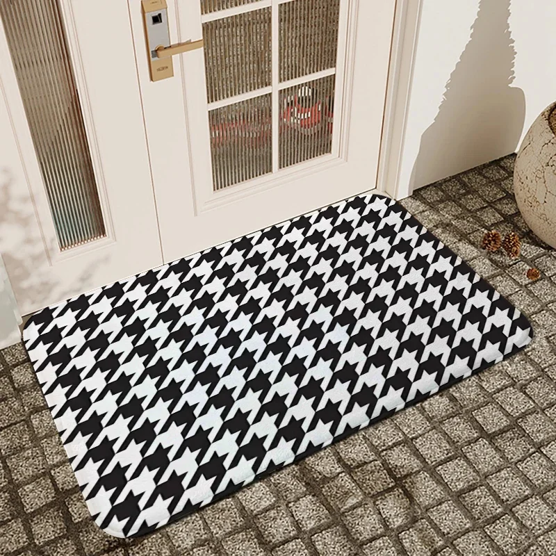 Houndstooth Tapijt Voor Bed Kamer Matten Gebed Mat Deurmat Toegangsdeur Schattig Tapijt Woondecoratie Balkon Tapijten Bad Voet Keuken