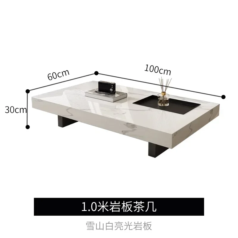 Italian minimalist slate coffee table Modern minimalist small apartment living room home business office rectangular coffee tabl - Image 6