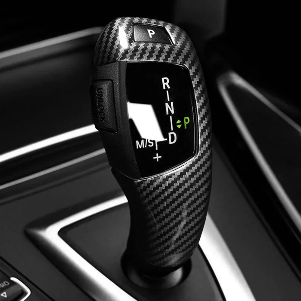 Car Carbon Fiber Texture Gear Shift Panel Frame Gear Knob Cover Head Trim for BMW F30 F10 F15 F07 F20 F21 F22 F32 F34 F35 5GT