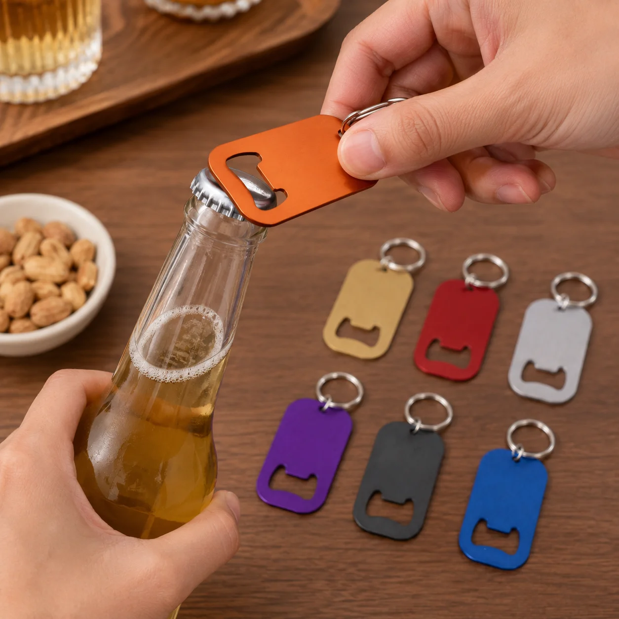 Custom Text Bottle Opener Keychain Laser Engraved Stainless Steel Business Gift Wedding Favor Portable Personalized Beer Opener view 6