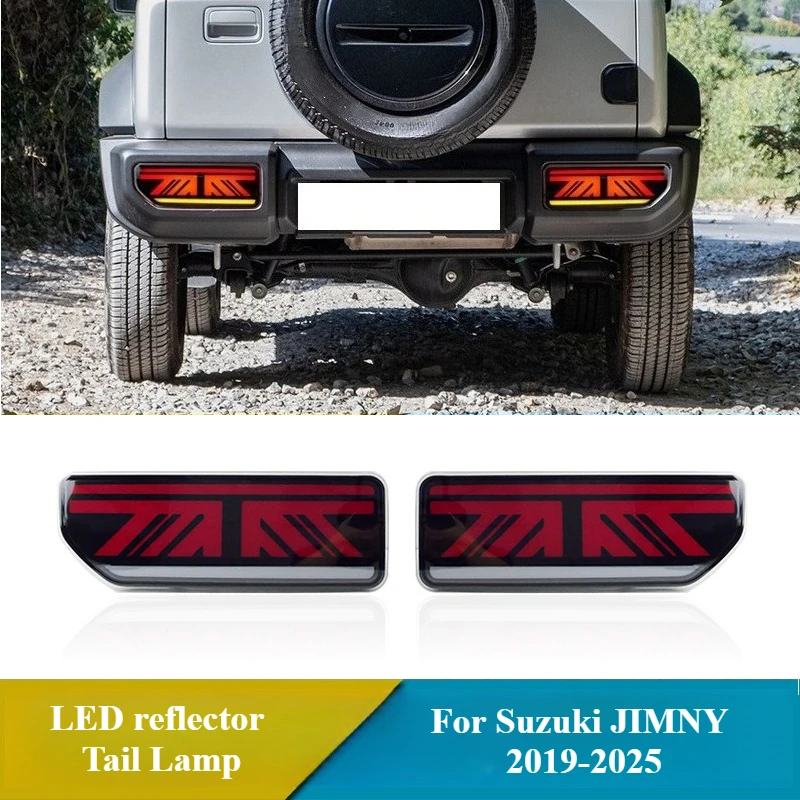 

2 шт. для Suzuki Jimny 2019-2025, автомобильный светодиодный задний фонарь в сборе, DRL, стоп-сигнал заднего хода с желтым указателем поворота, задний фонарь