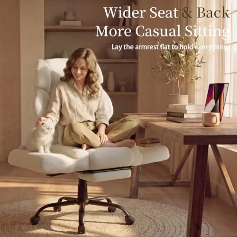Office Chair with Flip Armrests, Big and Tall Ergonomic Computer Gaming Chair with Feet Rest, Extra Wide Seat Lumbar Pillow, Te view 5