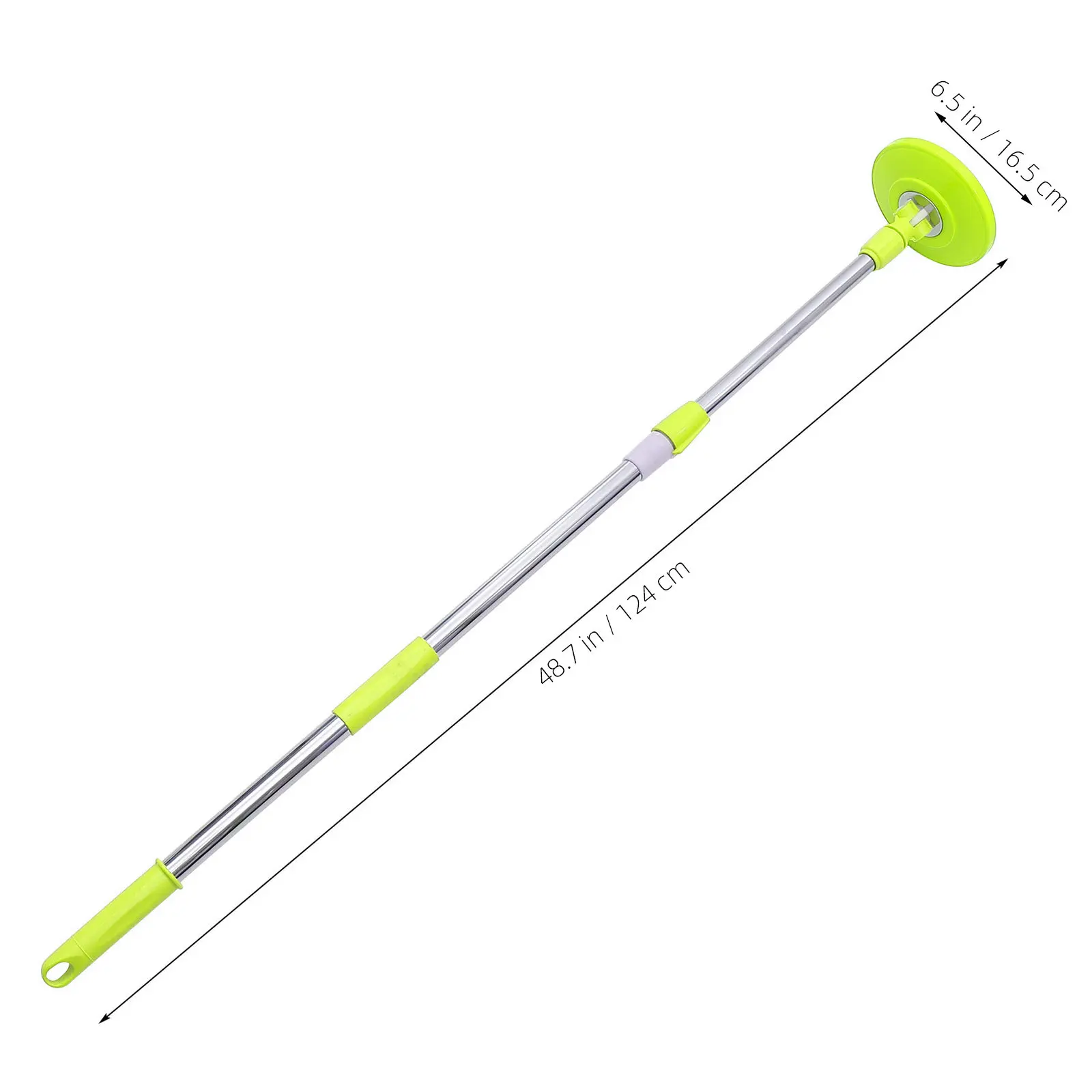 1Set Reliable Stainless Steel Rotating Mop Rod Replacement High Strength Three Section Mop Pole for Daily Home Office Cleaning