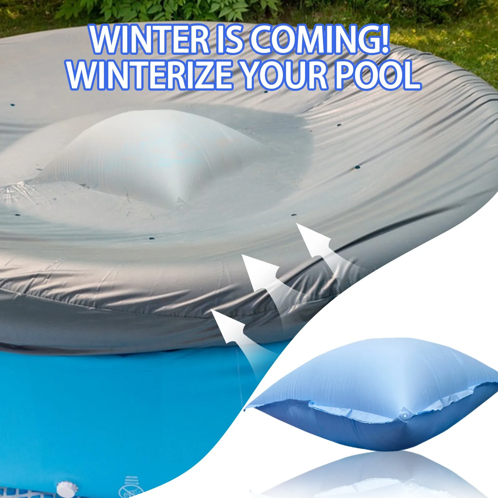 Almohada de invierno para piscina, cubierta duradera para piscina de invierno, almohada de aire, cojín flotante inflable para piscina sobre el suelo