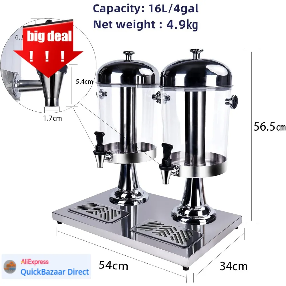 Leicht zu reinigender Getränkespender, Getränkespender aus Edelstahl, Saftspender mit Eiskern, auslaufsicherer Zapfhahn und abnehmbar