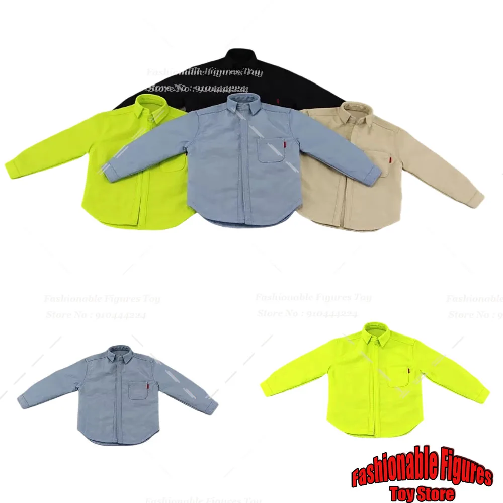 

AFS 1/6 Men Soldier Shirt Street Fashion Long Sleeve Blouse Solid Color Lapel Loose Tops Fit 12" Action Figure Body Dolls